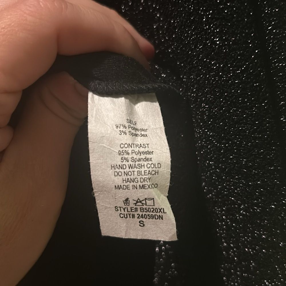 White Birch small bodysuit sparkly black vneck   A - Picture 8 of 9